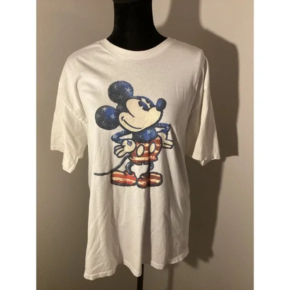 Vintage Disney Store Red White and Blue Mickey T-Shirt - Picture 1 of 5